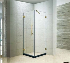 Bezrámový štvorcový sklenený sklenený sklenený sprchovací kút, mosadzný hardvér, 36x 36 palcov (KK3310)