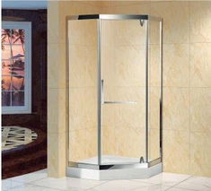 Zarámovaný neo -uhlový rohový sprchovací kúpeľ obrazovku s výklenkom závesu otáčky a bielym akrylovým sprchovým zásobníkom (KT5583)