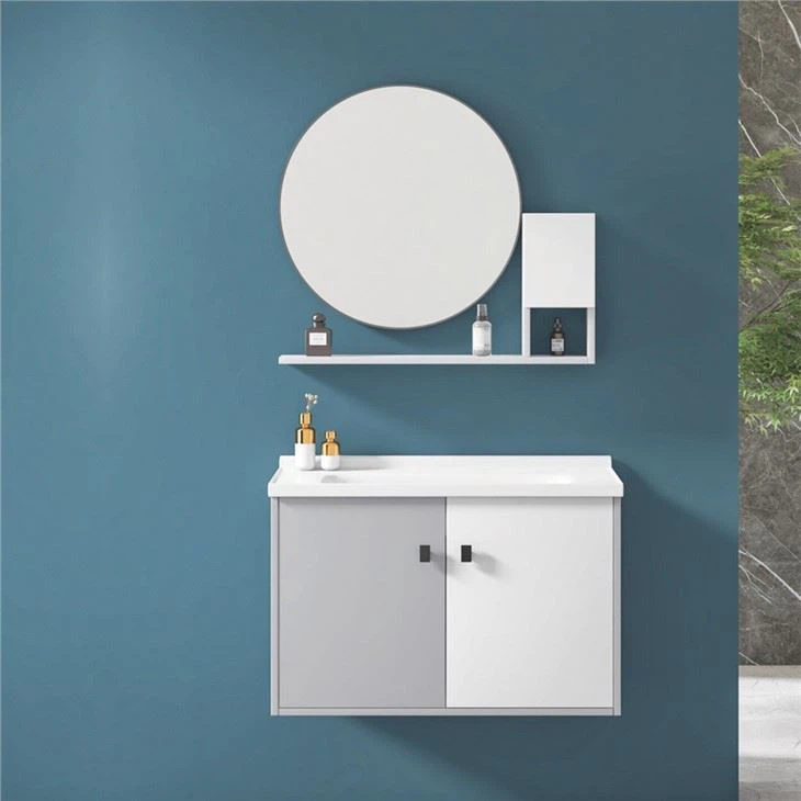 round bathroom mirror with storage
